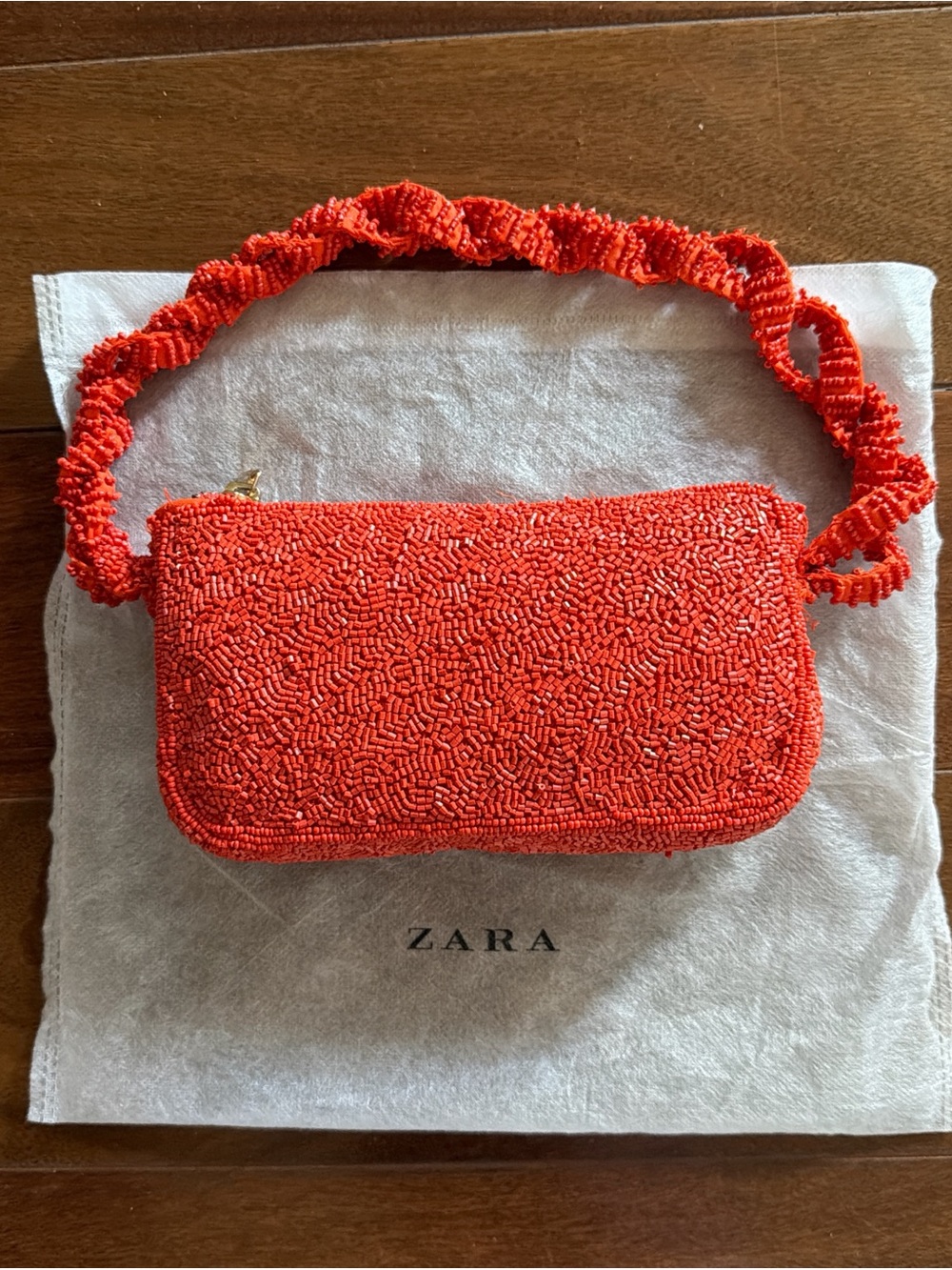 Zara Orange Beaded Shoulder Bag